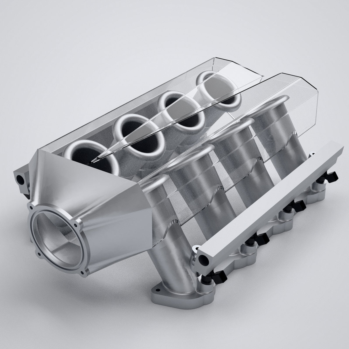 Render of the IMR VK56DE fabricated alloy intake manifold