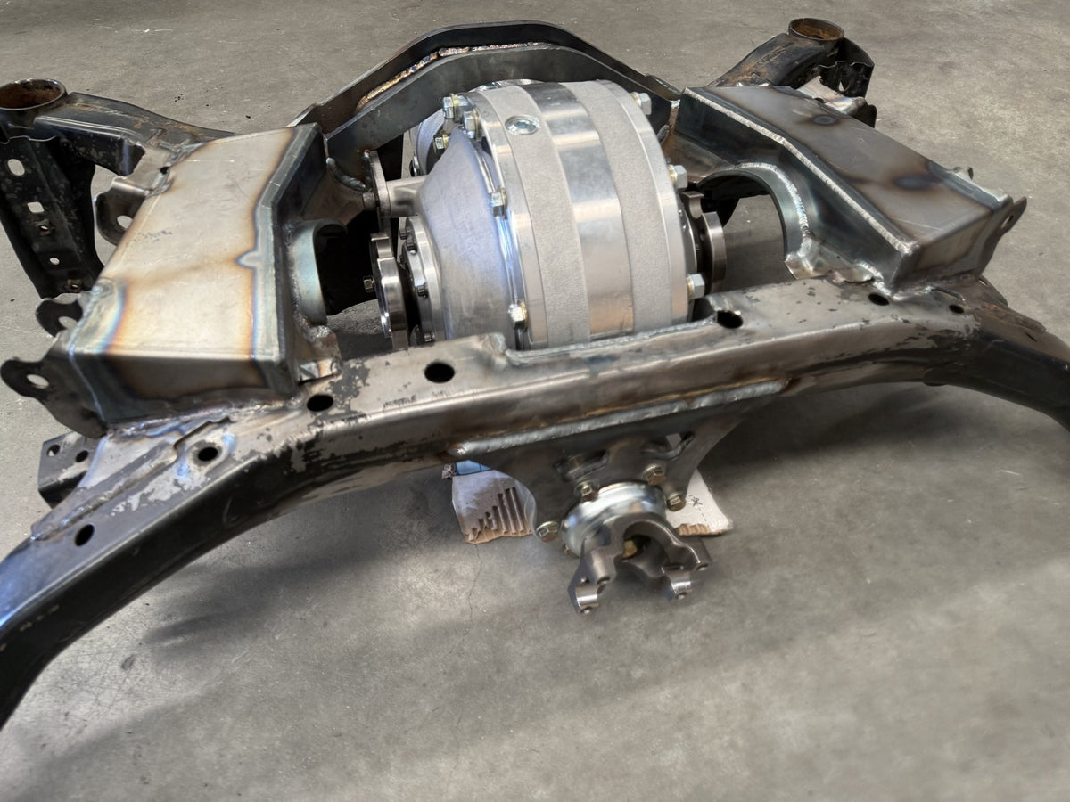 Front of the GR86 Winters quick change subframe with the pinion yoke below the crossmember