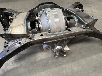 Front of the GR86 Winters quick change subframe with the pinion yoke below the crossmember