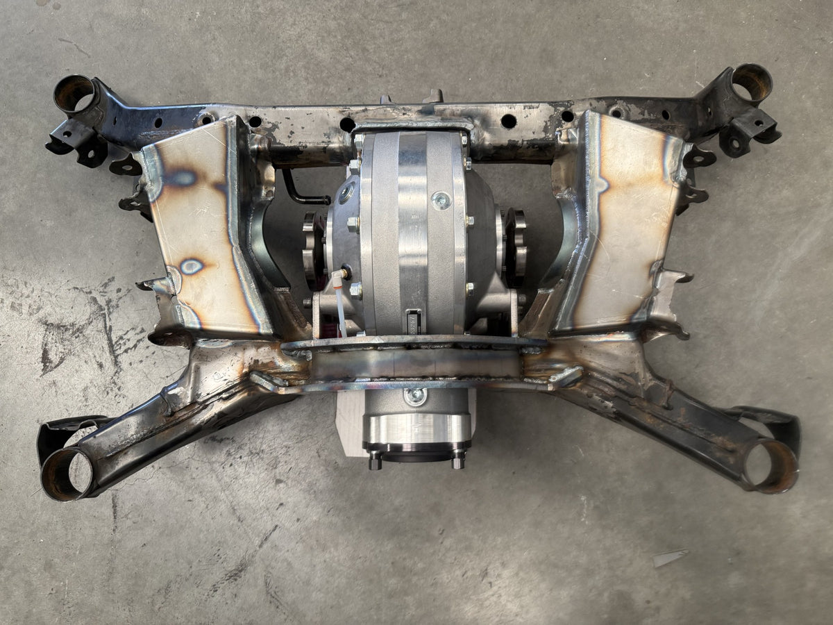 GR86 / GT86 rear subframe modified by IMR to run a Winters quick change diff, top view