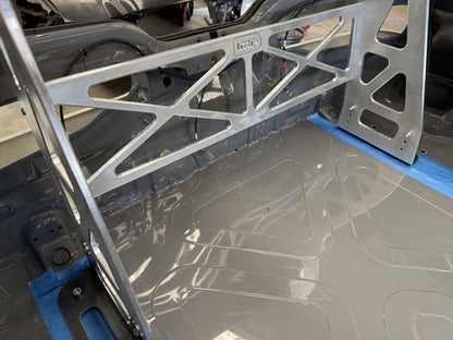CNC machined IMR chassis frame for the Integra DC2 wing mounts, bolted to the weld-down chassis mounts