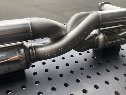 Close-up of the 3D printed Formula Z Z-pipe and TIG welds on the IMR Porsche 997 Turbo exhaust