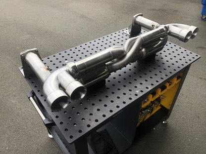 IMR custom stainless exhaust for the Porsche 997 Turbo with Formula Z Z-pipe and Adrenalin-R mufflers