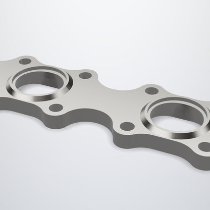 Close-up of the port stand-ups for 1.25" Sch10 primaries on the IMR VK56DE header flange