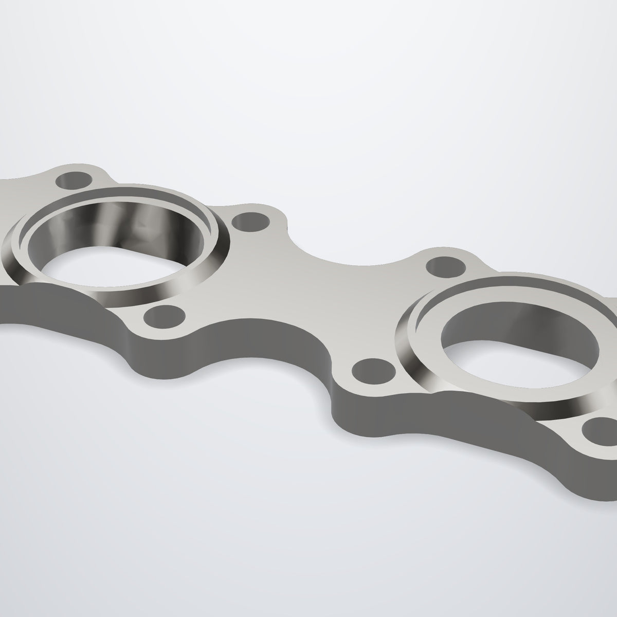 Close-up of the port stand-ups for 2" tube primaries on the IMR VK56DE header flange