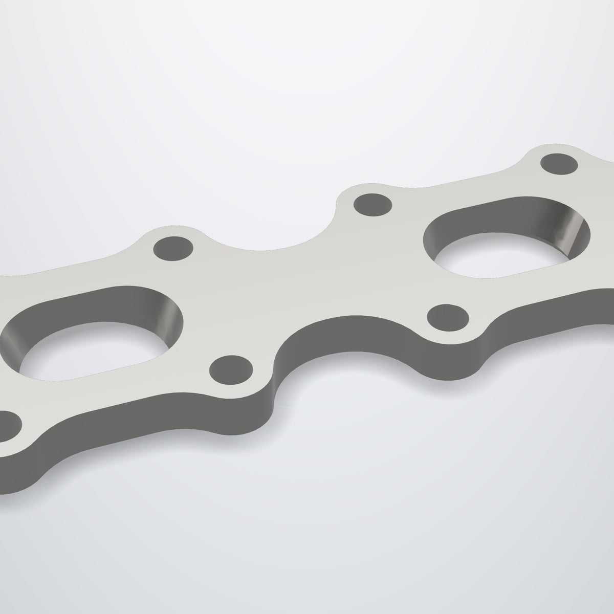 Close-up of the head-side VK56DE port shape tapering to round on the IMR header flange