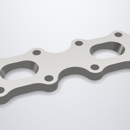 Close-up of the head-side VK56DE port shape tapering to round on the IMR header flange