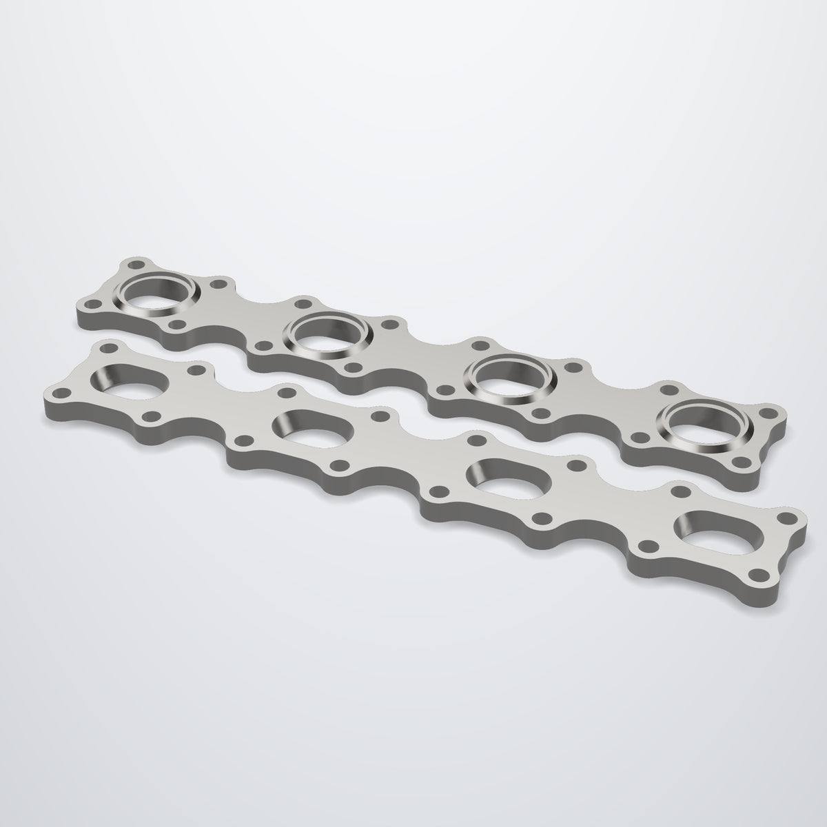 Pair of IMR VK56DE header flanges in 304 stainless for 1.25" Sch10 primaries, tube side and head side